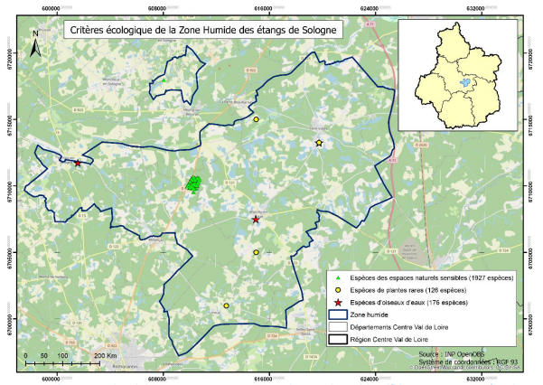 Critères écologiques de la zone humide des étangs de Sologne