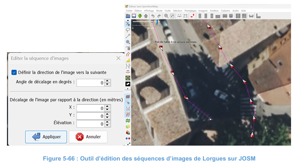 Édition des séquences d'images de Lorgues sur JOSM